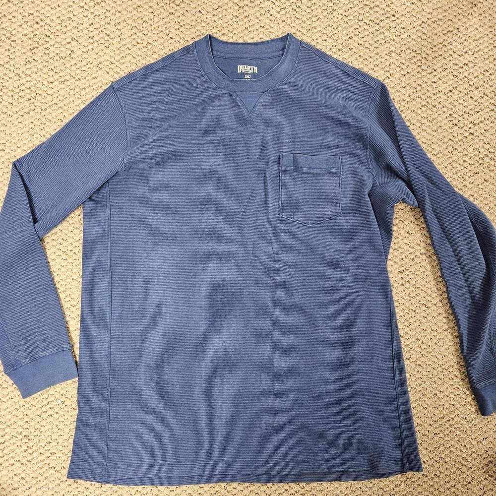 Duluth Trading Co Shirt Mens 2XL Tall Henley Neck 1/4 Button Up Waffle Knit